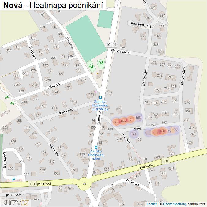 Mapa Nová - Firmy v ulici.