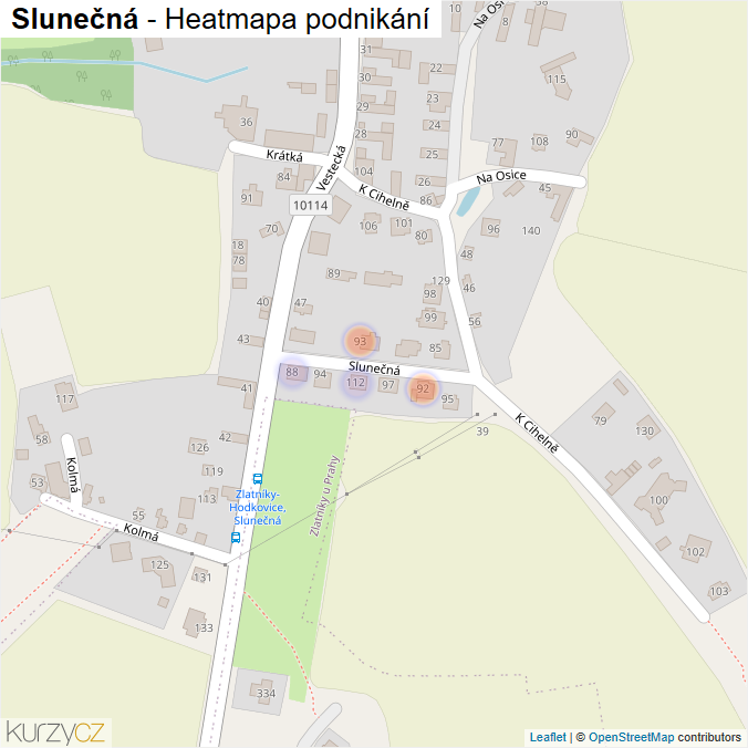 Mapa Slunečná - Firmy v ulici.