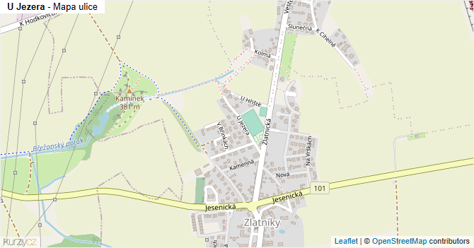 U Jezera - mapa ulice