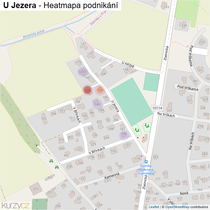 Mapa U Jezera - Firmy v ulici.