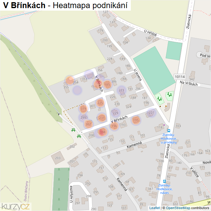 Mapa V Břínkách - Firmy v ulici.