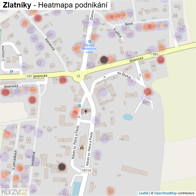 Mapa Zlatníky - Firmy v části obce.
