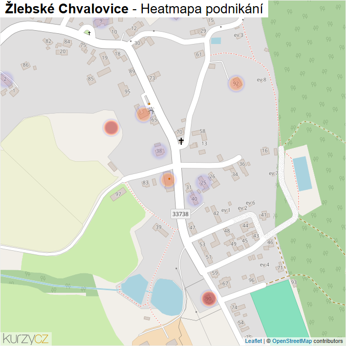 Mapa Žlebské Chvalovice - Firmy v části obce.