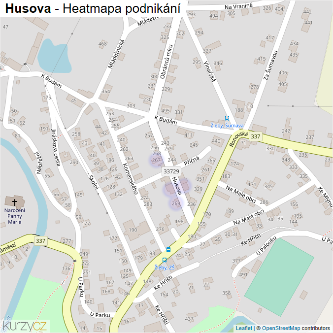 Mapa Husova - Firmy v ulici.