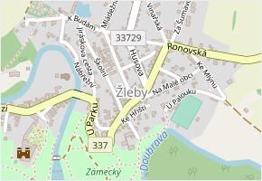 Jiráskova cesta v obci Žleby - mapa ulice