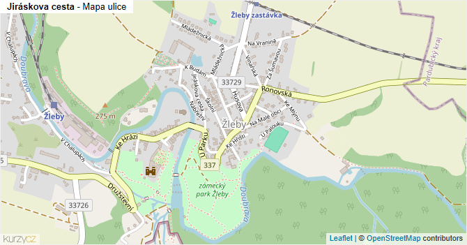 Jiráskova cesta - mapa ulice