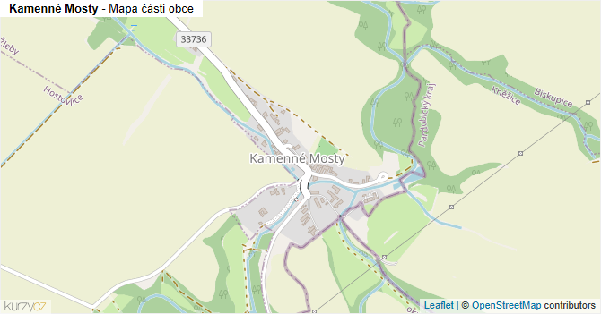 Kamenné Mosty - mapa části obce