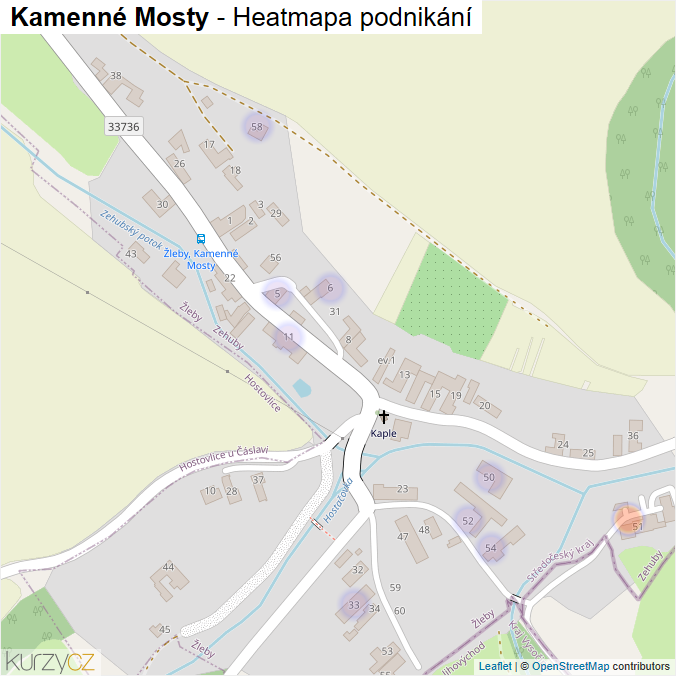Mapa Kamenné Mosty - Firmy v části obce.