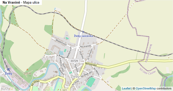 Na Vranině - mapa ulice