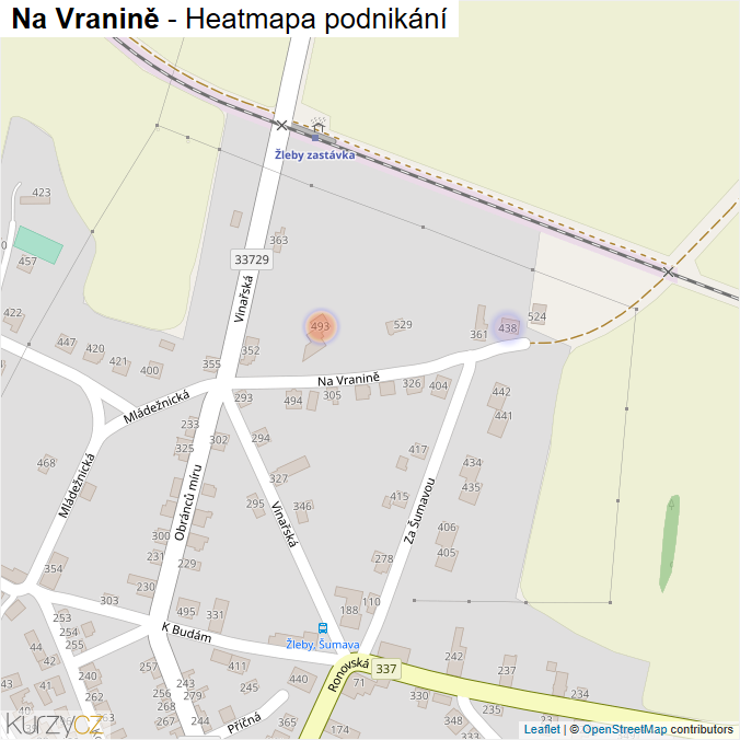 Mapa Na Vranině - Firmy v ulici.