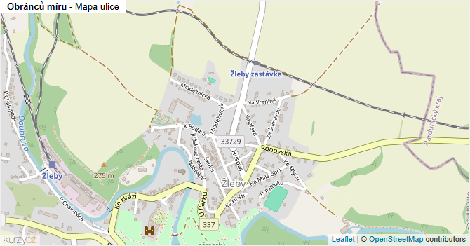 Obránců míru - mapa ulice