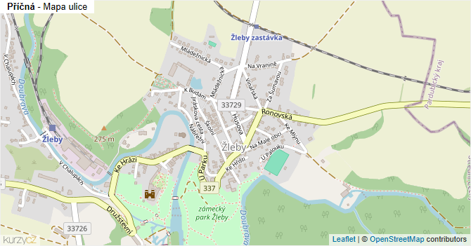 Příčná - mapa ulice