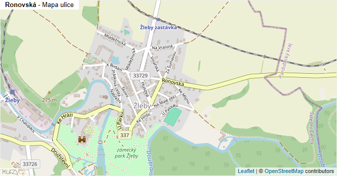 Ronovská - mapa ulice