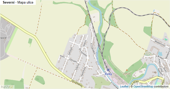 Severní - mapa ulice