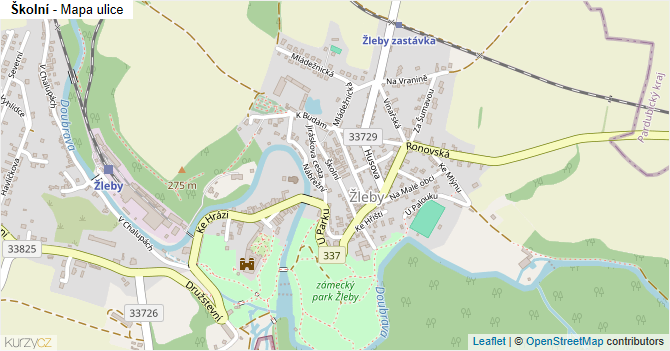 Školní - mapa ulice