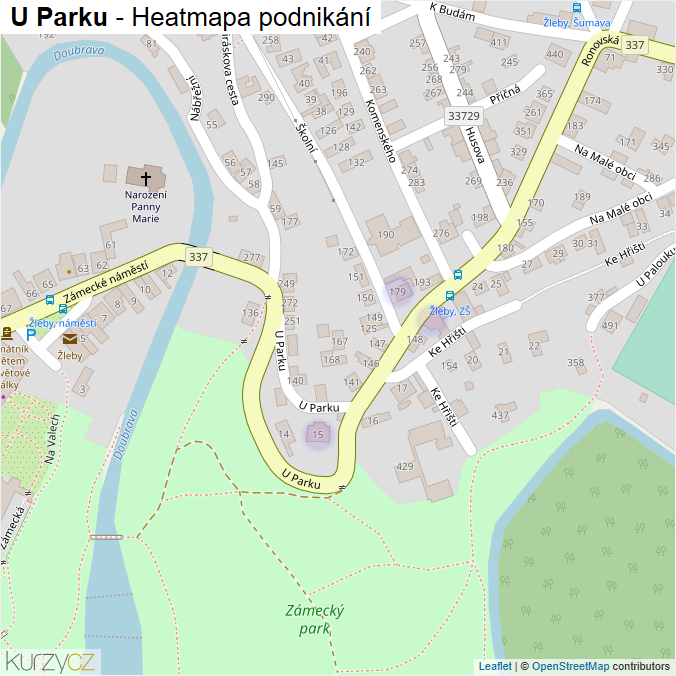 Mapa U Parku - Firmy v ulici.