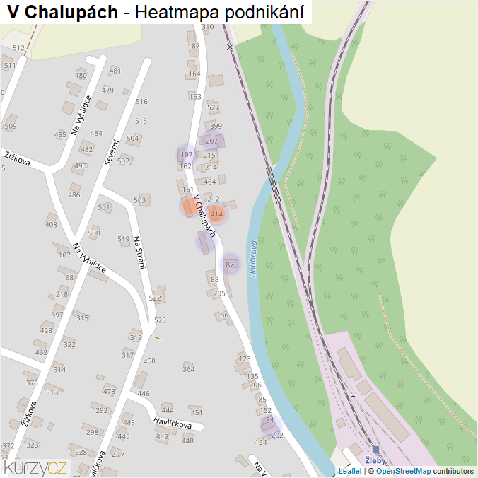 Mapa V Chalupách - Firmy v ulici.