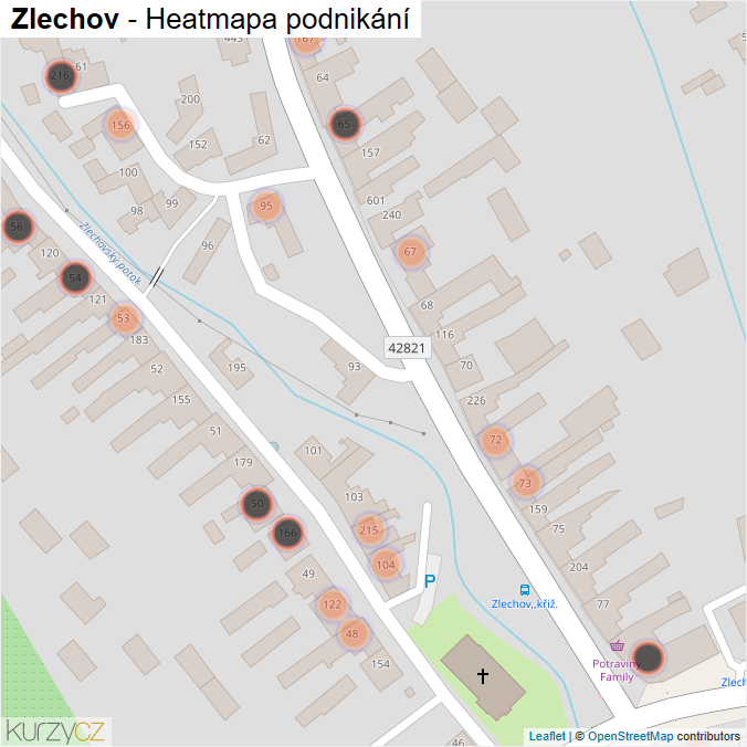Mapa Zlechov - Firmy v obci.