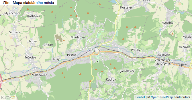 Zlín - mapa statutárního města