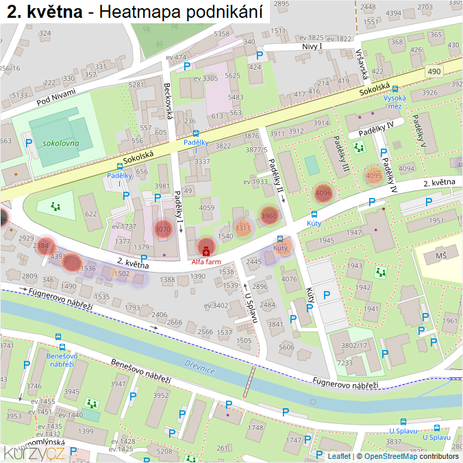 Mapa 2. května - Firmy v ulici.
