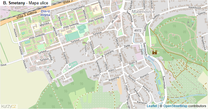 B. Smetany - mapa ulice