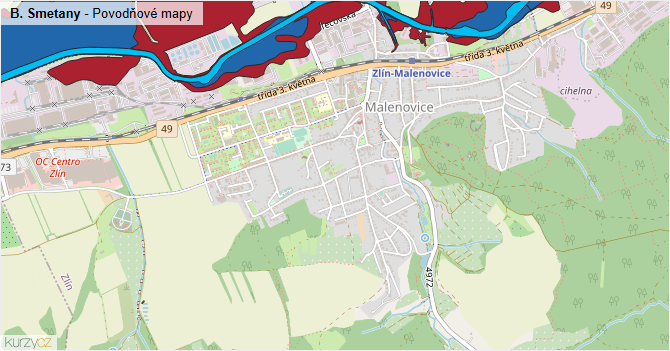 B. Smetany - záplavové mapy stoleté vody