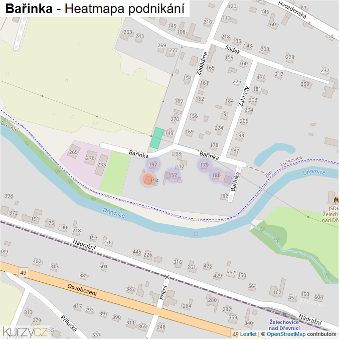 Mapa Bařinka - Firmy v ulici.