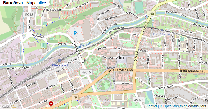 Bartošova - mapa ulice