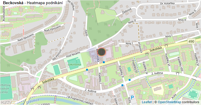 Beckovská - mapa podnikání