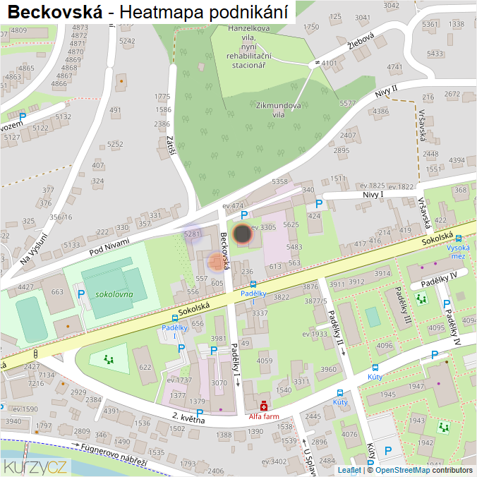 Mapa Beckovská - Firmy v ulici.