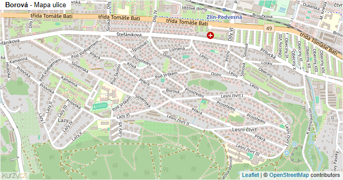 Borová - mapa ulice