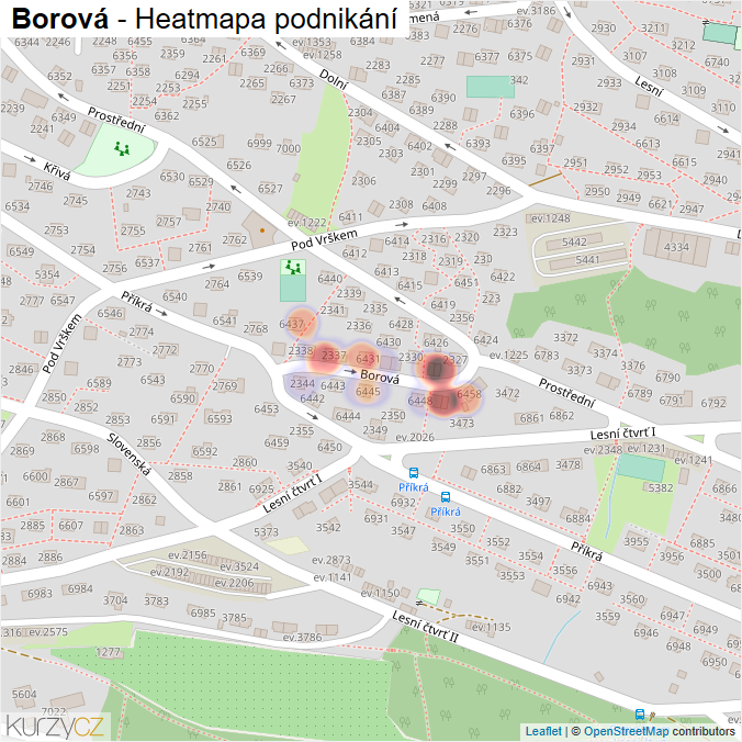 Mapa Borová - Firmy v ulici.