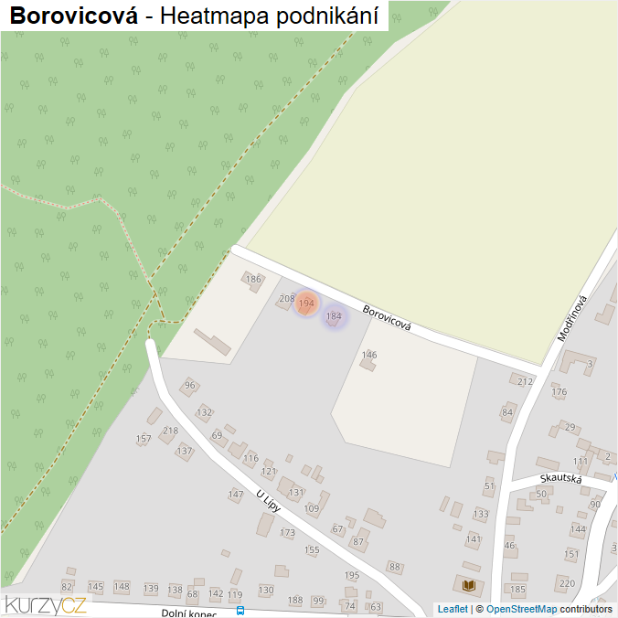 Mapa Borovicová - Firmy v ulici.