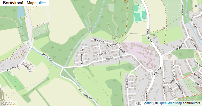 Borůvková - mapa ulice