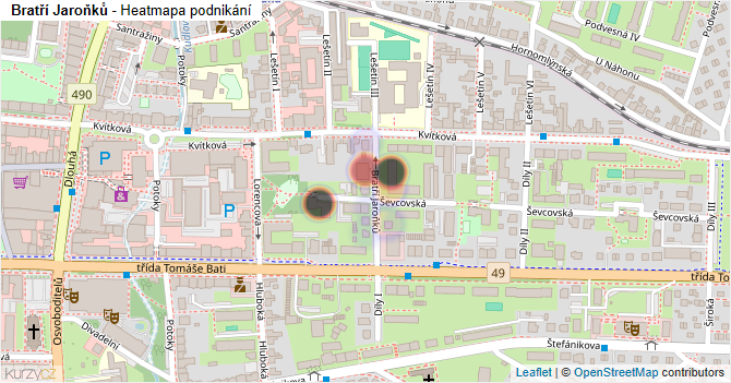 Bratří Jaroňků - mapa podnikání