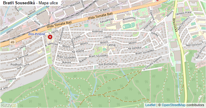 Bratří Sousedíků - mapa ulice