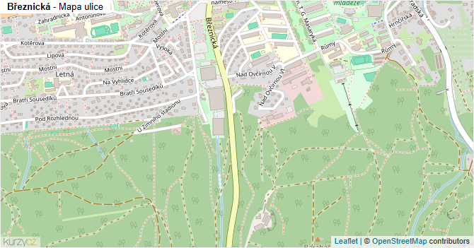 Březnická - mapa ulice