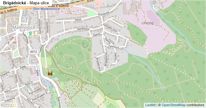 Brigádnická - mapa ulice