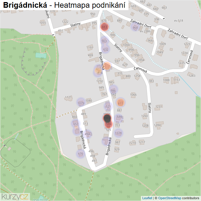 Mapa Brigádnická - Firmy v ulici.