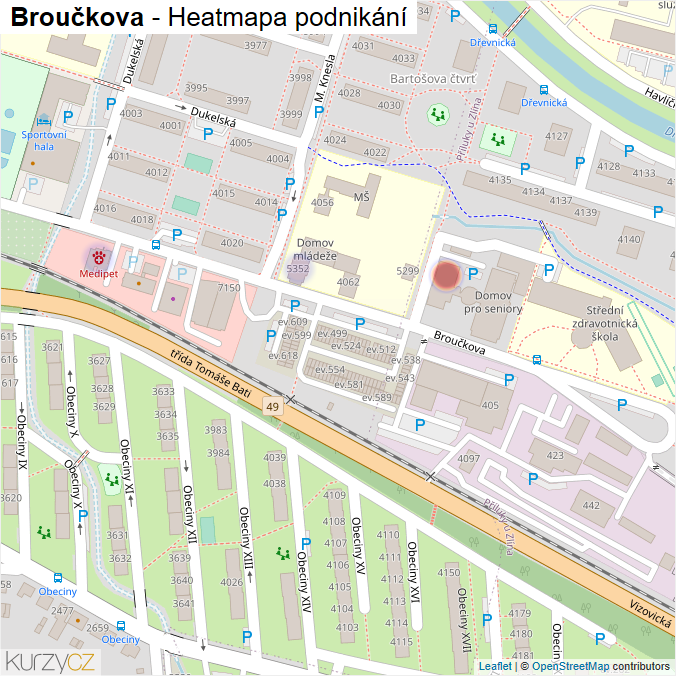 Mapa Broučkova - Firmy v ulici.