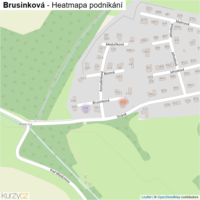 Mapa Brusinková - Firmy v ulici.