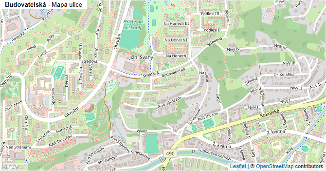 Budovatelská - mapa ulice