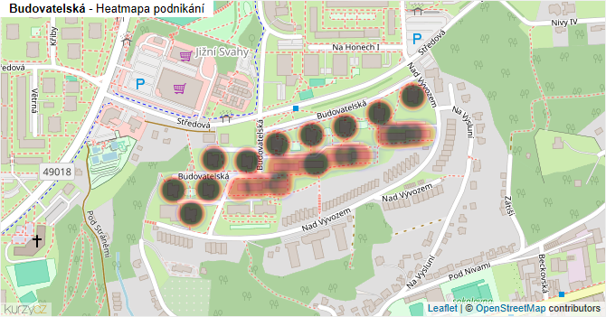 Budovatelská - mapa podnikání