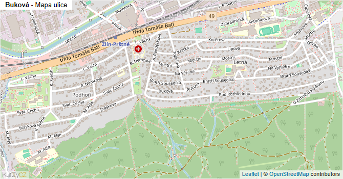Buková - mapa ulice