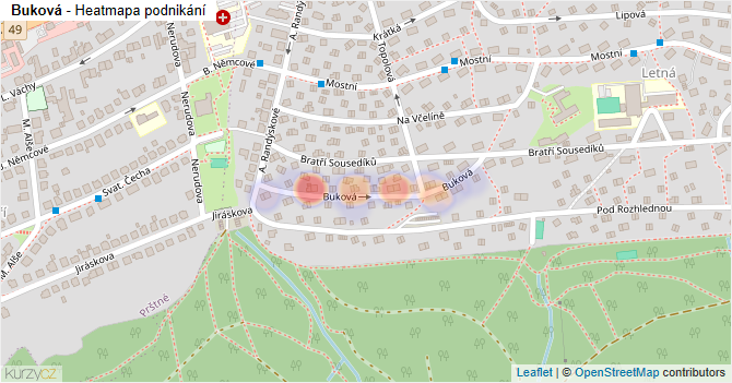 Buková - mapa podnikání