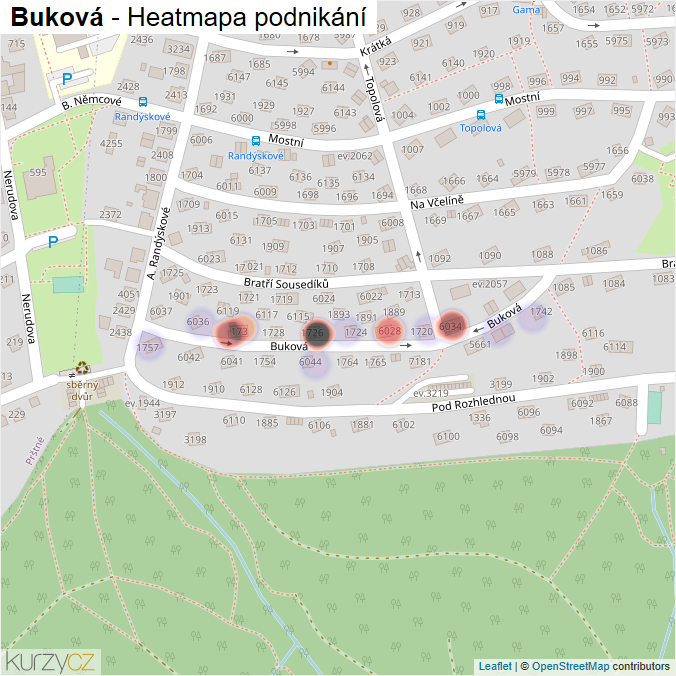 Mapa Buková - Firmy v ulici.