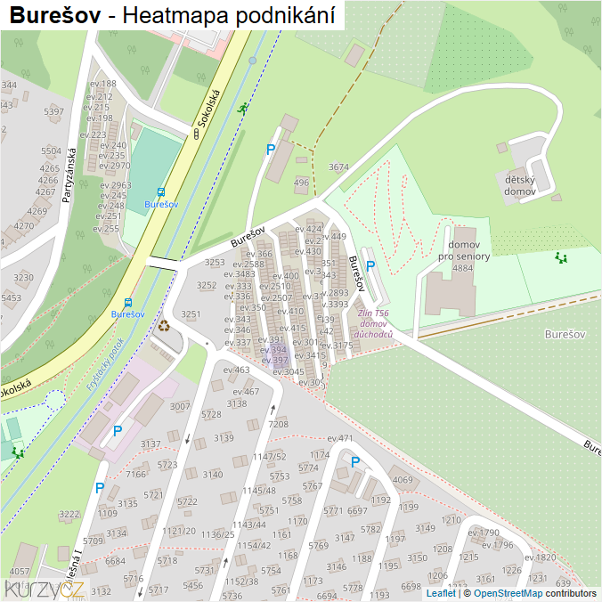 Mapa Burešov - Firmy v ulici.