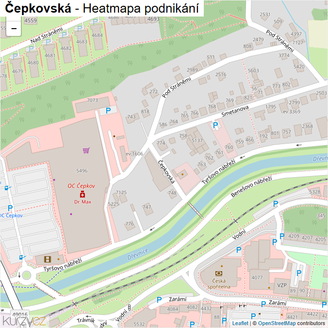 Mapa Čepkovská - Firmy v ulici.