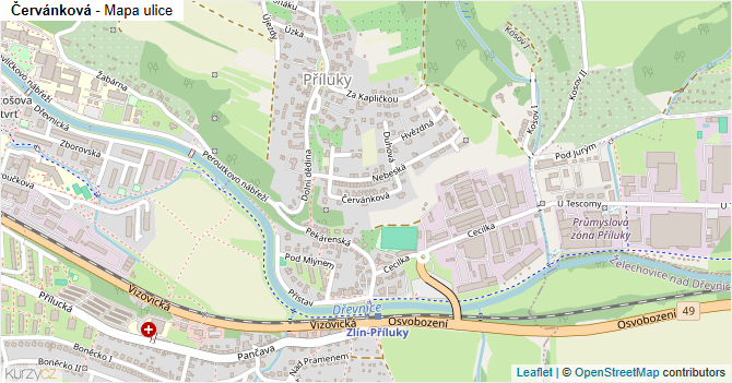 Červánková - mapa ulice