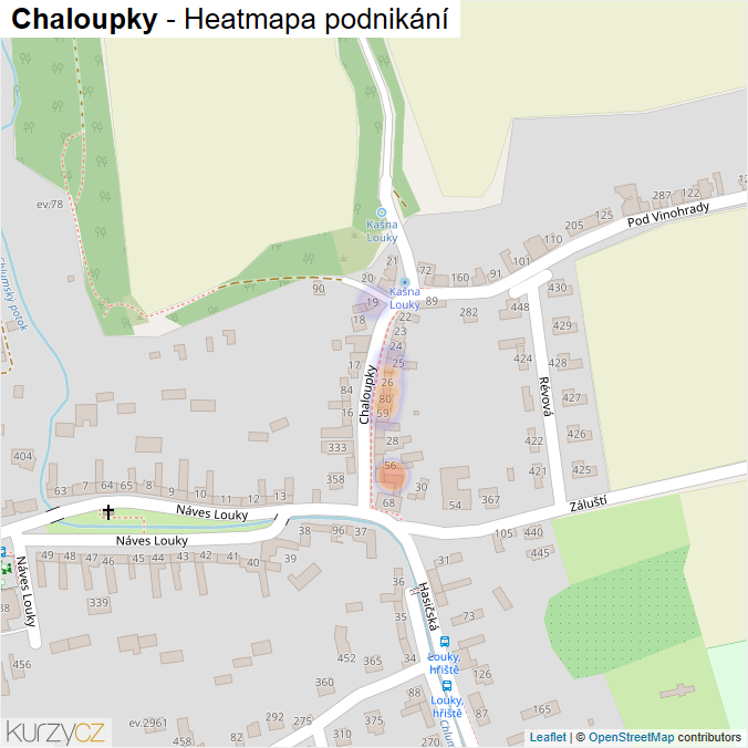 Mapa Chaloupky - Firmy v ulici.